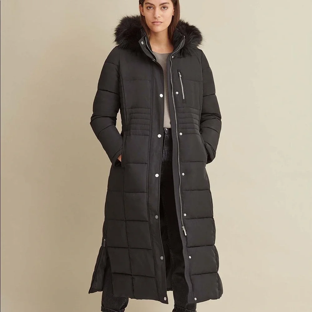 NWOT Faux Fur Trim Maxi Puffer